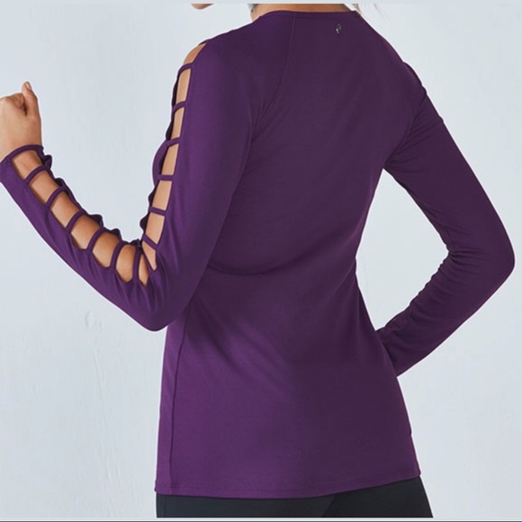 Fabletics Purple Angeline Top W/ Cutout Sleeves SM - Picture 2 of 8